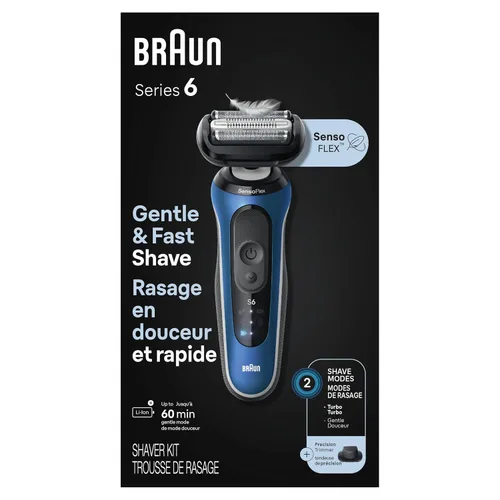 Vista 7 de Braun Maquinilla de afeitar eléctrica para hombre, serie 6 6120s, afeitado en húmedo y seco, modos de afeitado turbo y suave, con recortador
