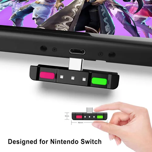 Vista 5 de HomeSpot Adaptador de audio Bluetooth con USB-C, micrófono integrado, para Nintendo Switch, PS4, PS5, PC, soporta micrófono de auriculares, aptX