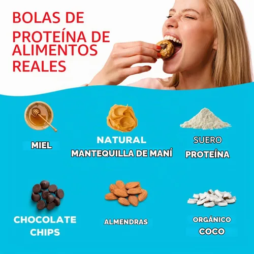 Vista 5 de simplyFUEL - Bolas de proteína de alimentos integrales con probióticos, bocadillos de chocolate y almendras y coco, 0.28 oz de proteína, bolas