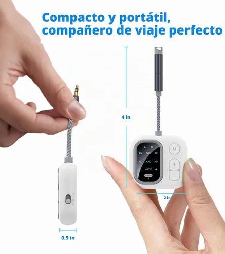 Vista 8 de Adaptador Bluetooth de avión para auriculares AptX de baja latencia