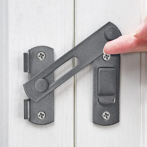 Vista 17 de 3 paquetes de pestillos de puerta abatible, 3.93 x 2.75 pulgadas, cerradura de seguridad negra para valla de madera de granero, puertas francesas