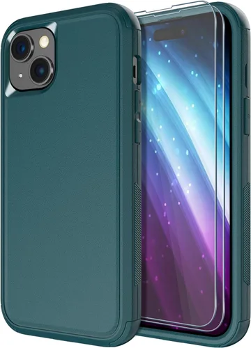 Vista 20 de Diverbox Funda para iPhone 15 Plus [a prueba de golpes] [a prueba de caídas] [protector de pantalla de vidrio templado], funda de protección