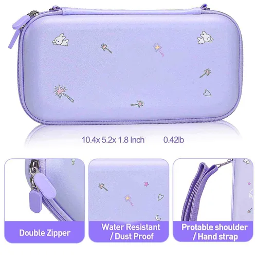 Vista 2 de GUTIAL Accessories Kit for Nintendo Switch - Purple Cute Accessories Bundle Girly Style Pack for girls with Travel Carrying Case and Protective