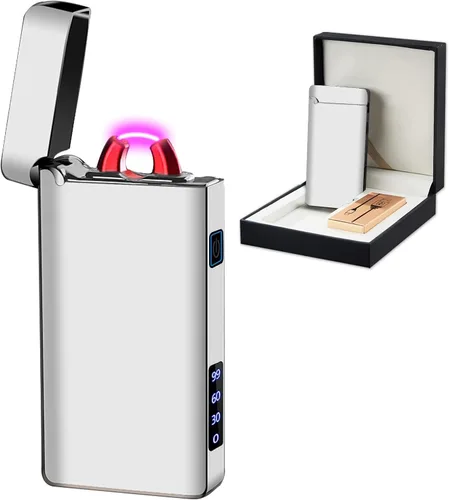 Vista 11 de SKRFIRE Encendedor USB resistente al viento – Arco eléctrico de alta potencia, encendedor de plasma recargable con linterna multimodo y pantalla