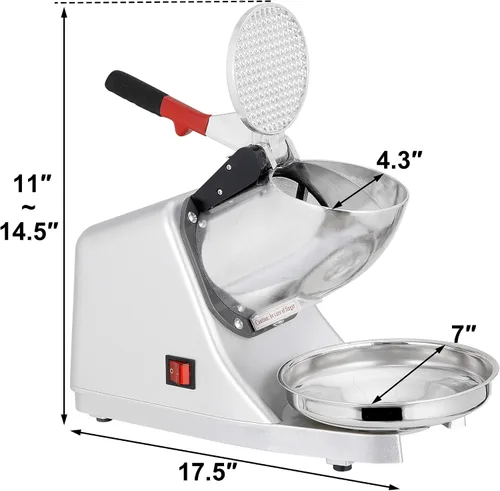 Vista 5 de SUPER DEAL Máquina de afeitar de hielo eléctrica de 300 W mejorada Máquina de afeitar de hielo Trituradora de hielo Máquina de cono de nieve 200