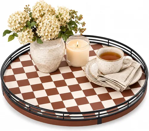 Vista 59 de Marble Lazy Susan - Tocadiscos para mesa, bandeja redonda de mármol de grano de madera antigua de 10 pulgadas para mesa de comedor, encimera de Negro