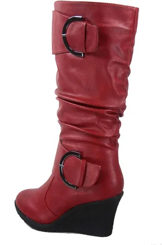 Vista 3 de TOP Moda Pure-65 - Zapatos de bota de media pantorrilla con hebilla y punta redonda para mujer