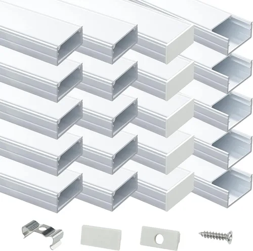 Vista 10 de Muzata Paquete de 20 canales LED de aluminio negro con cubierta blanca lechosa U102 BW 1M
