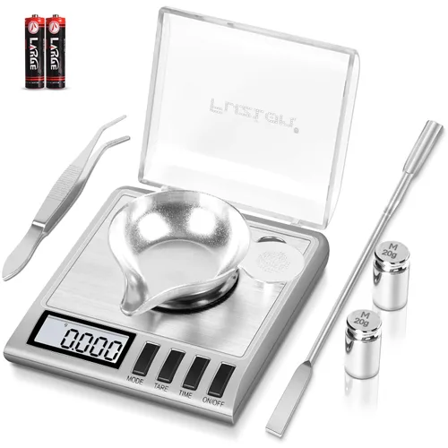 Vista 8 de Báscula de miligramos Fuzion 1.76 oz/0.00 oz, báscula de polvo con 6 accesorios Incluye pesas de calibración, escala de mg para polvo, suplemento
