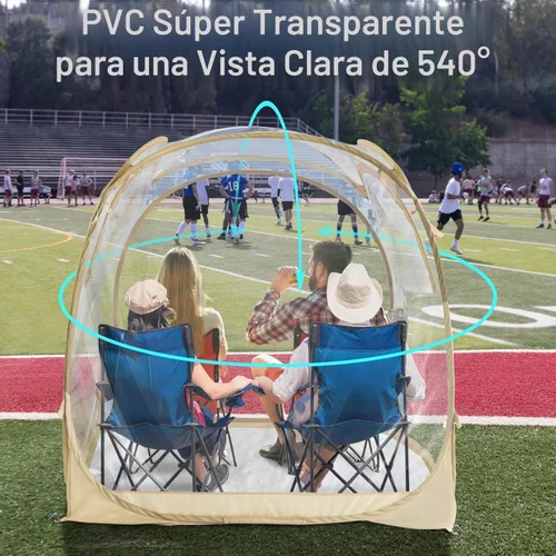 Vista 4 de EighteenTek® - Cápsula deportiva con suelo adjunto, visión clara de 360°, protección UV UPF 50+, refugio instantáneo impermeable para todo