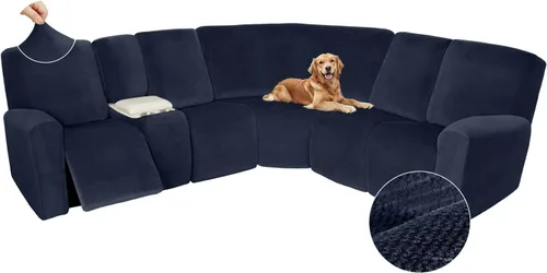 Vista 266 de Arfntevss Fundas de sofá seccional reclinable de terciopelo, Funda de sofá seccional de esquina para sofá reclinable, Funda elástica suave