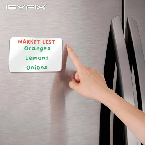 Vista 5 de iSYFIX Notas magnéticas de pizarra blanca de borrado en seco, 5.5 x 3.5 pulgadas, paquete de 6, rectangular, pizarra blanca magnética decorativa