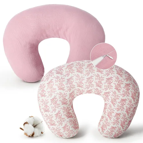 Vista 9 de FUNUPUP Funda de almohada de lactancia de muselina compatible con almohada de lactancia Boppy, fundas suaves de lactancia para bebés para almohadas