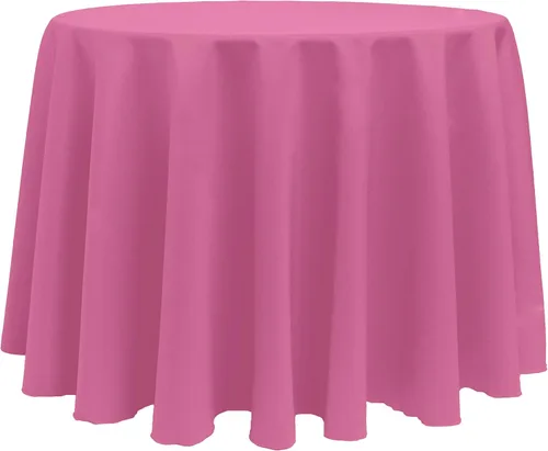 Vista 11 de ULTIMATE TEXTILE Mantel redondo de lino de poliéster de 120 pulgadas, color rosa neón