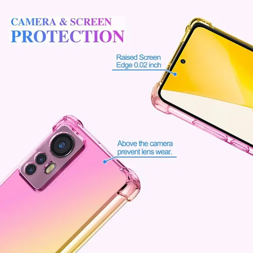 Vista 3 de Para Mi 12 Lite 5G Case, Clear Cute Gradient Phone Case Slim Anti Scratch Flexible TPU Cover Funda Protectora a Prueba de Golpes para Xiaomi 12 Lite