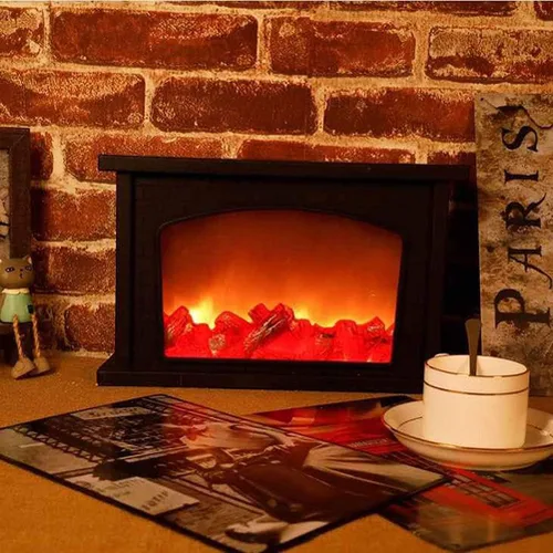 Vista 2 de Faroles de chimenea decorativos, pequeña chimenea falsa, lámpara LED de fuego con efecto de llama, decoración de Navidad para interiores