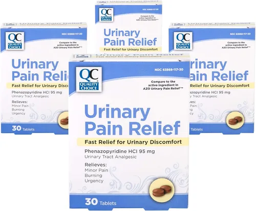 Vista 10 de Quality Choice Alivio del dolor urinario de acción rápida, clorhidrato de fenazopiridina 95 mg, alivia el dolor de las infecciones urinarias, ardor