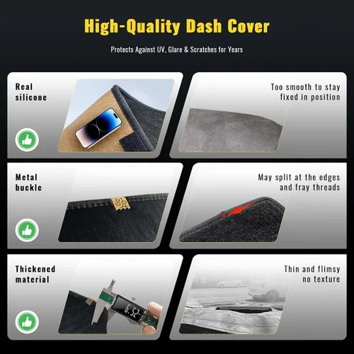 Vista 6 de TUCAREST Funda para salpicadero Compatible con Ch-Evy Silverado 1500/2500 HD/ 3500 HD 2019 2020 2021 2022 2023, GM-C Sierra 1500/2500 HD/ 3500 HD