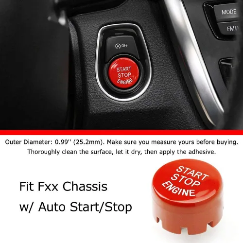 Vista 2 de iJDMTOY Reemplazo del botón de arranque de motor rojo inspirado en deportes de carreras, compatible con BMW Fxx 2 3 4 5 7 Series, X1 X2 X3 X4 X5 X6