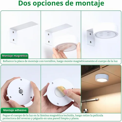 Vista 5 de Paquete de 2 luces de imagen para pared, magnéticas recargables blancas con Blanco (3 colores)