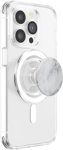 Vista 3 de Patrón de ilustración de piedra gris blanco intercambiable PopSockets MagSafe PopGrip para iPhone