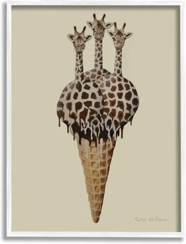 Vista 10 de Stupell Industries Cuchara de helado de tres jirafas, diseño de Coco de Paris Stupell Industries 10 x 15 Inches, Easy to Hang and Sturdy, Made