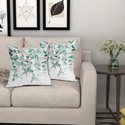 Vista 6 de Giwawa Fundas de almohada de eucalipto de acuarela de pájaros, fundas de almohada de lino de 18 x 18 pulgadas, fundas de almohada de rosas florales