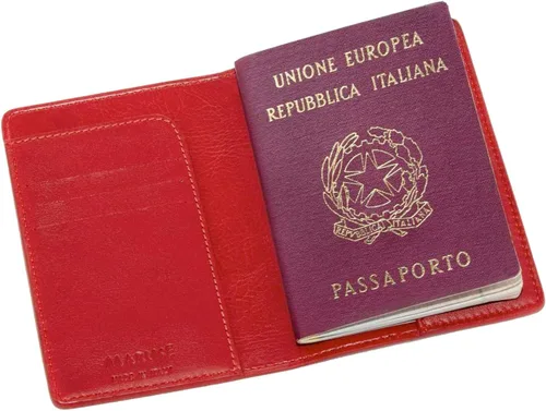 Vista 2 de Funda de pasaporte billetera de pielHecho En Italia