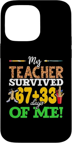Vista 21 de My Teacher Survived 67+33 Days of Me Dab 100 Days of School Case for iPhone 17