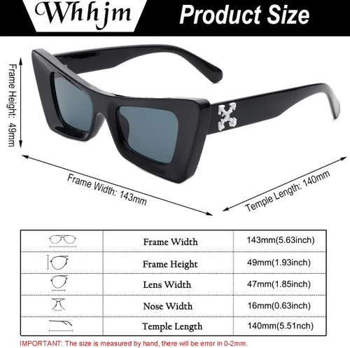 Vista 3 de WHHJM Gafas de sol vintage con diseño de ojo de gato para mujeres y hombres, rectangulares, gruesas, estilo retro de los años 90, protección UV400