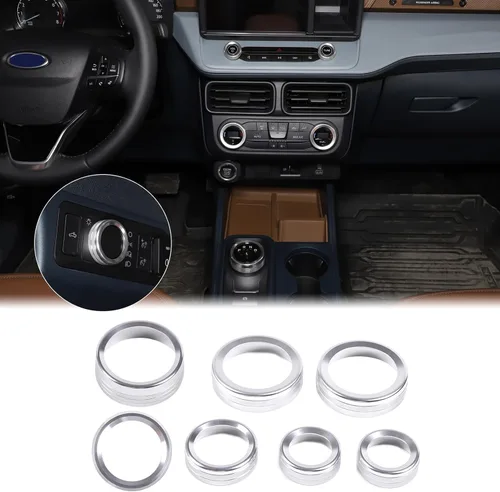 Vista 19 de Cubierta de anillo de botón de palanca de cambios de automóvil compatible con Ford Maverick 2022-2024, cubierta de anillo para palanca de cambios