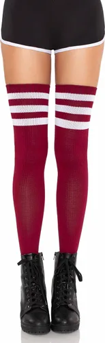 Vista 9 de Leg Avenue Calcetines altos atléticos de tres rayas para mujer Negro