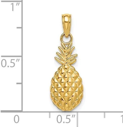 Vista 4 de IceCarats 14K Yellow Gold Hawaiian Pineapple Necklace Tropical Fruit Pendant Summer Beach Charm