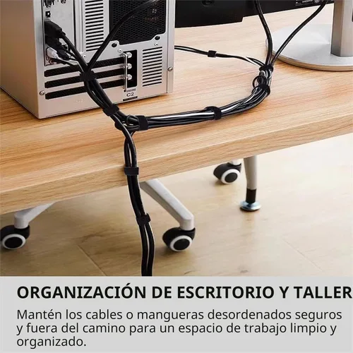 Vista 4 de BSELEYY - Amarres de Cable Reutilizables de 27 Yardas x 1 Pulgada - Correas de Cable Ajustables Cinta de Gestión de Cables Correas de Organización