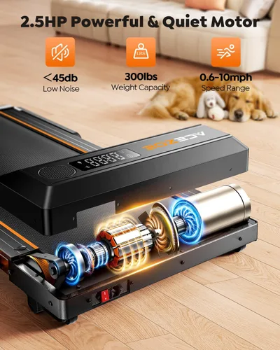 Vista 4 de Cinta de correr plegable con inclinación automática del 15% y barra de Negro naranja