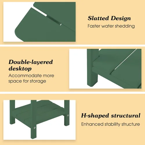 Vista 4 de Apolimi Adirondack - Mesa auxiliar para exteriores, mesa auxiliar de patio resistente de 2 niveles, resistente a la intemperie, mesa auxiliar sólida