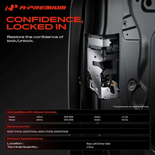 Vista 2 de A-Premium - Actuador de bloqueo de puerta lateral del conductor trasero izquierdo Compatible con Nissan Altima 2013-2018 Sedan