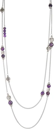 Vista 22 de BULINLIN Collar largo de plata en capas para mujer, collar de cadena de suéter con cuentas de piedra turquesa para mujer, joyería de disfraces