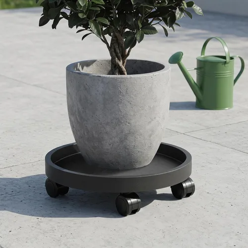 Vista 6 de Paquete de 2 organizadores para plantas con ruedas, soportes Negro