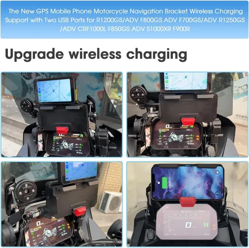 Vista 5 de El nuevo GPS teléfono móvil motocicleta navegación soporte soporte de carga inalámbrica con dos puertos USB para R1200GS/ADV F800GS ADV F700GS/ADV