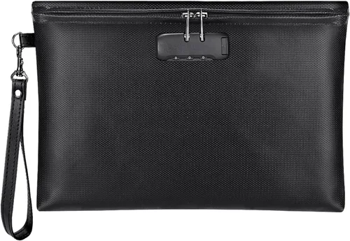 Vista 9 de Bolsa de documentos ignífuga con cerradura, 14.3 x 10.2 pulgadas, bolsa de dinero ignífuga e impermeable con cierre de cremallera, bolsa