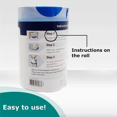 Vista 2 de Commode Liners – Paquete de 100 forros desechables para inodoro – Se adapta a todas las comodidades de cabecera estándar – Elimina olores – Nunca