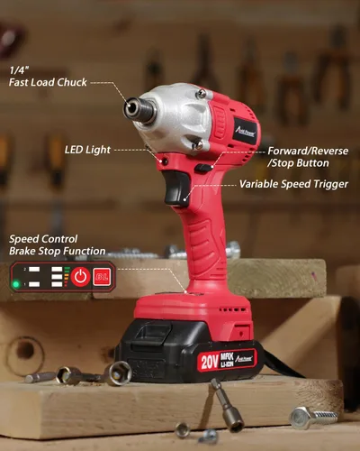 Vista 9 de AVID POWER Kit de destornillador de impacto sin escobillas inalámbrico de Rojo
