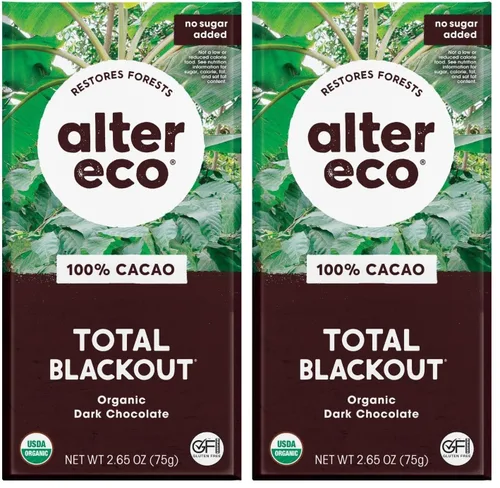 Vista 9 de Alter Eco Barras de chocolate negro Cacao oscuro puro, comercio justo, orgánico, sin OMG, sin gluten (apagón total)
