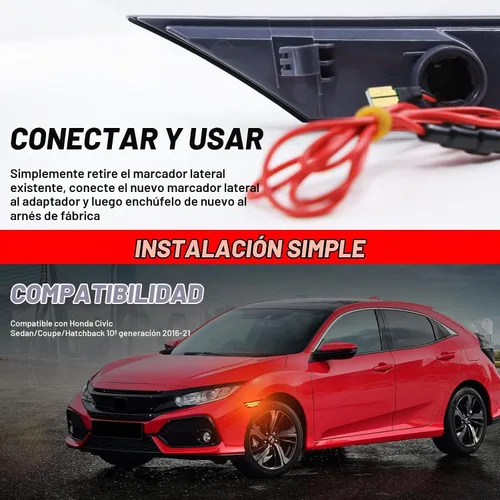 Vista 4 de 2 luces direccionales JDM con lente ahumada, color ámbar y blanco, bombilla LED frontal compatible con Honda Civic Sedan Coupe Hatchback 2016-2021