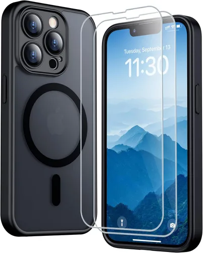 Vista 22 de SPIDERCASE Funda magnética translúcida diseñada para iPhone 11, con 2 protectores de pantalla de vidrio templado, antihuellas, para iPhone 11 de 6.1