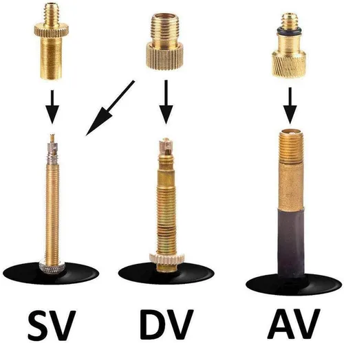 Vista 3 de 16 adaptadores de válvula Presta y Schrader de latón premium, adaptadores de válvula de neumático de bicicleta, aguja de bomba de bola, kit