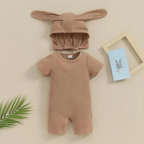 Vista 2 de Ursobutegl Mameluco de Pascua para bebé recién nacido, sudadera con capucha y botón