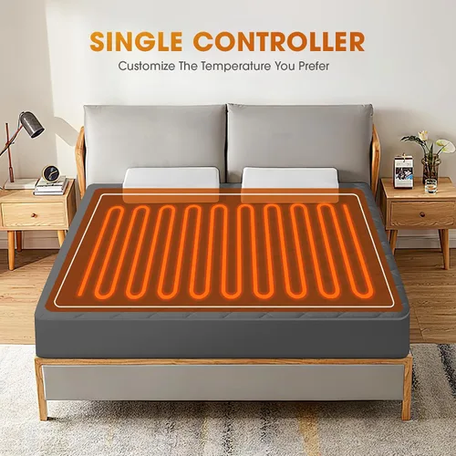 Vista 3 de Protector de colchón térmico tamaño individual, protector de colchón eléctrico con funciones de precalentamiento, calentador de cama con controlador