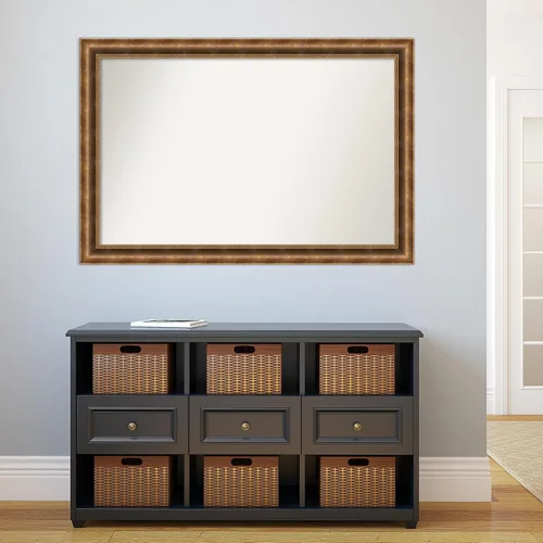 Vista 696 de Amanti Art Espejo de pared personalizado no biselado (25 x 25 pulgadas), marco de bronce acentuado, varios tamaños personalizados, espejo de baño